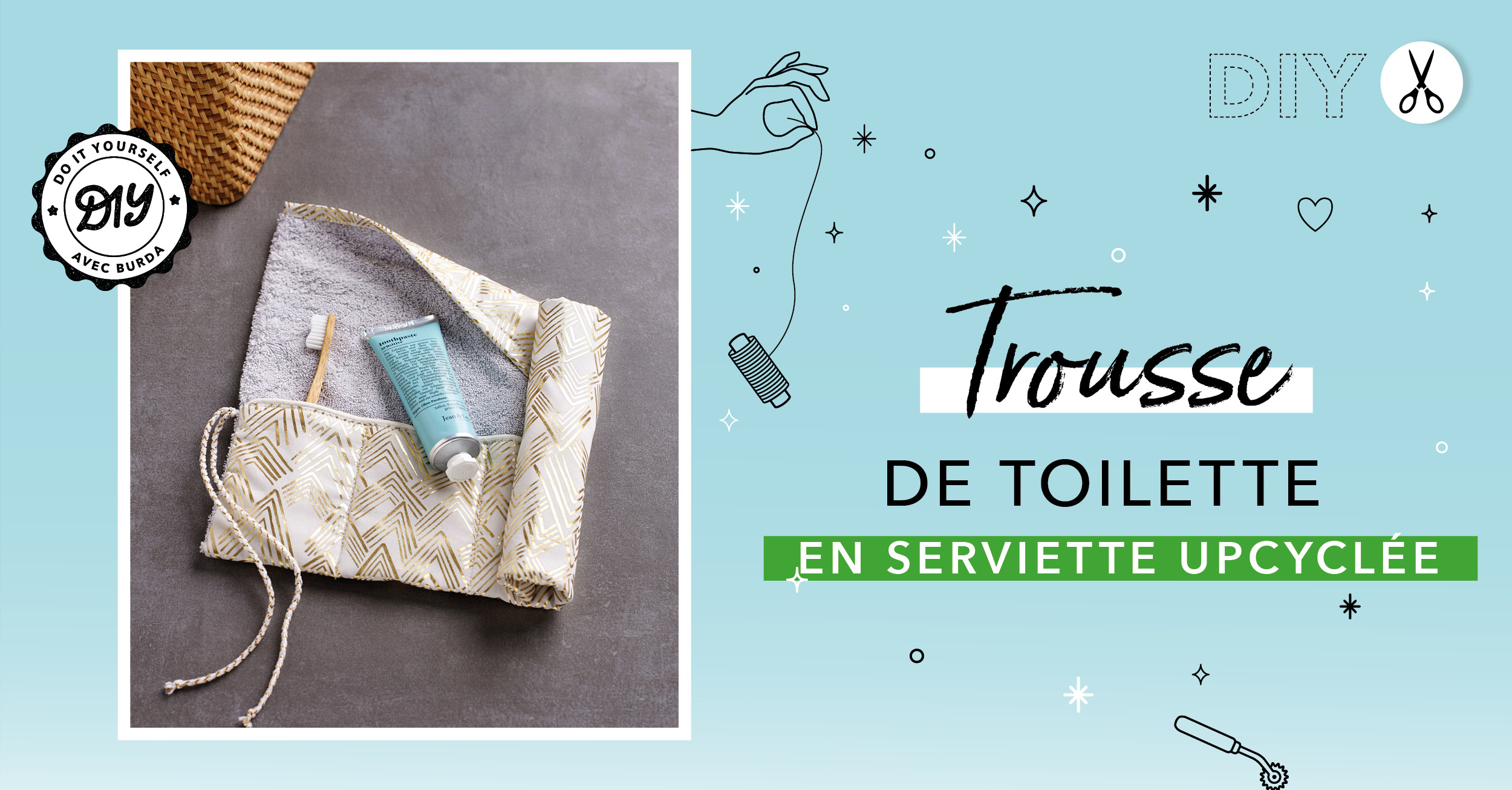 DIY : Upcycler une serviette éponge en trousse de toilette